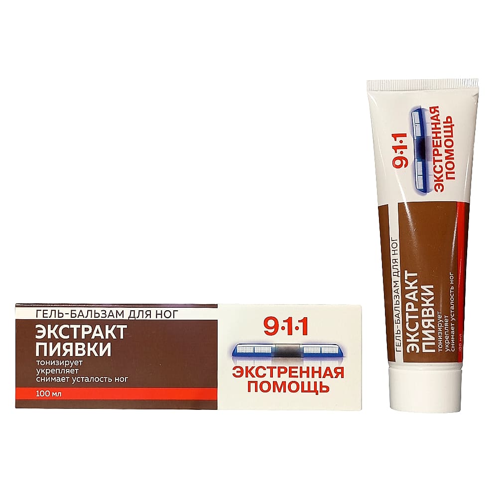 911 Экстракт пиявки, гель-бальзам для ног, 100 мл.