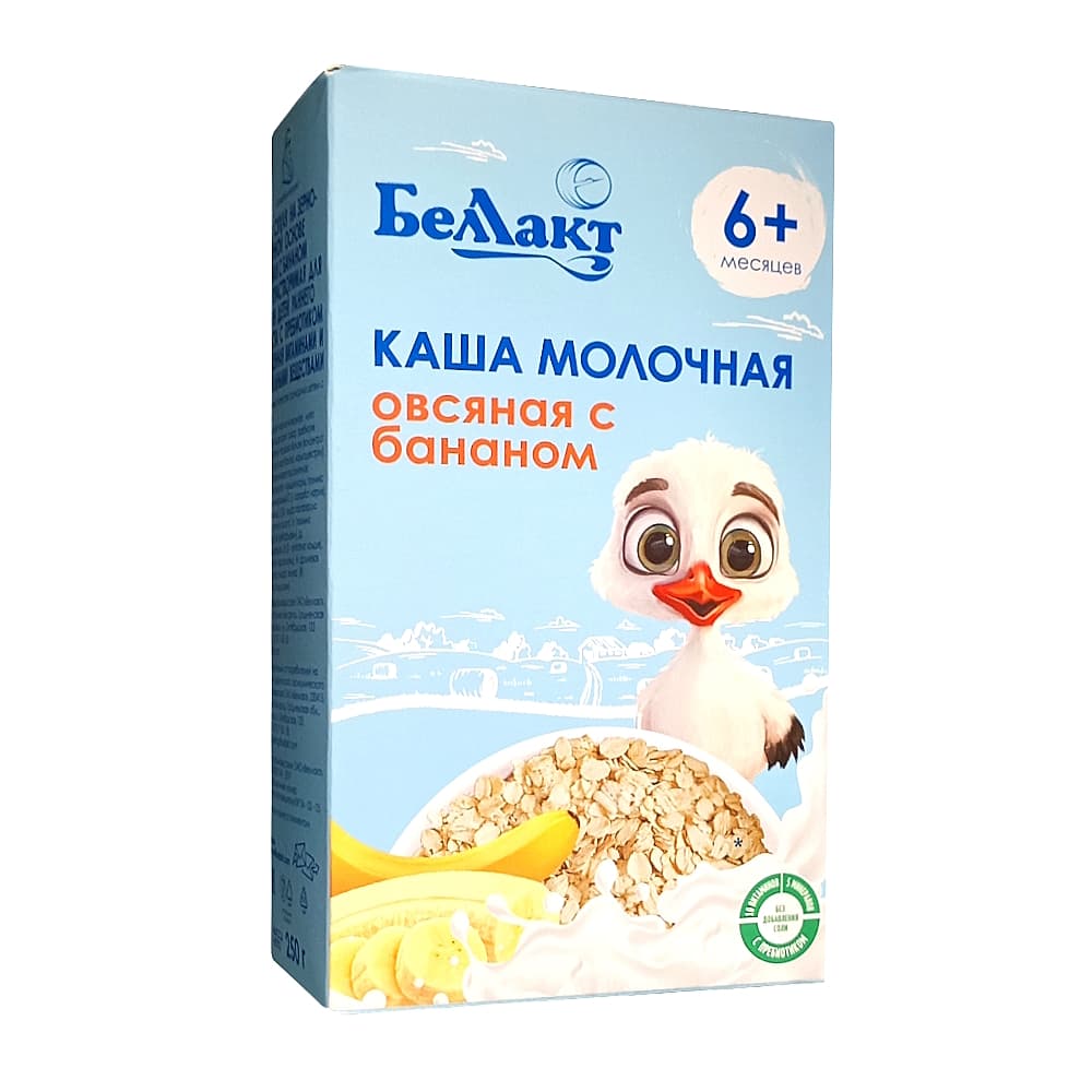 Беллакт каша молочная, овсяная с бананом, с 6 месяцев, 250г