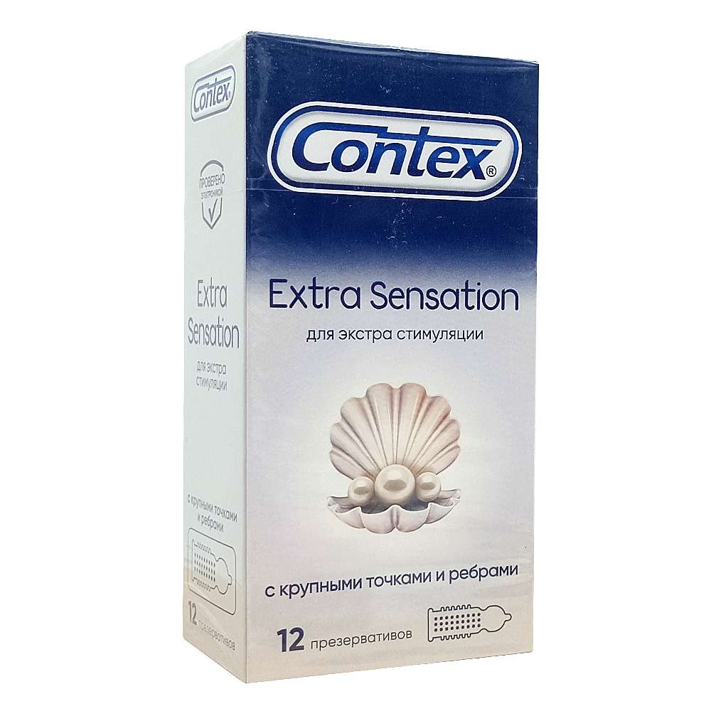 CONTEX Extra Sensation презервативы с крупными точками и ребрами для экстра стимуляции обоих партнеров, №12