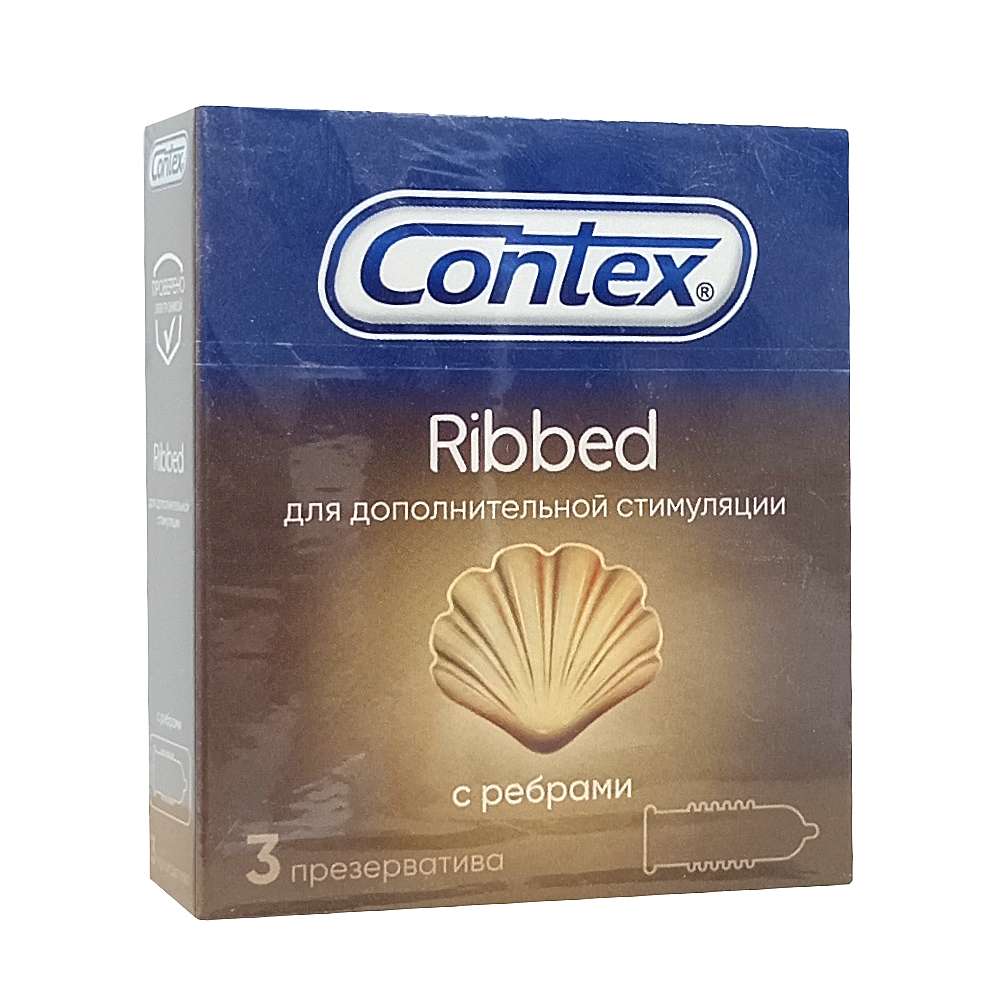 CONTEX Ribbed презервативы с ребрами для дополнительной стимуляции, №3