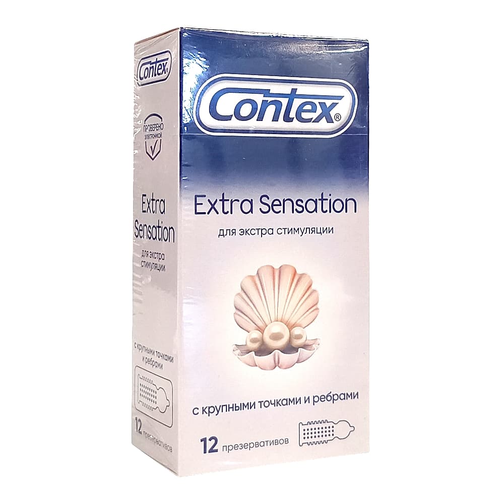CONTEX Extra Sensation презервативы с крупными точками и ребрами для экстра стимуляции обоих партнеров, №12