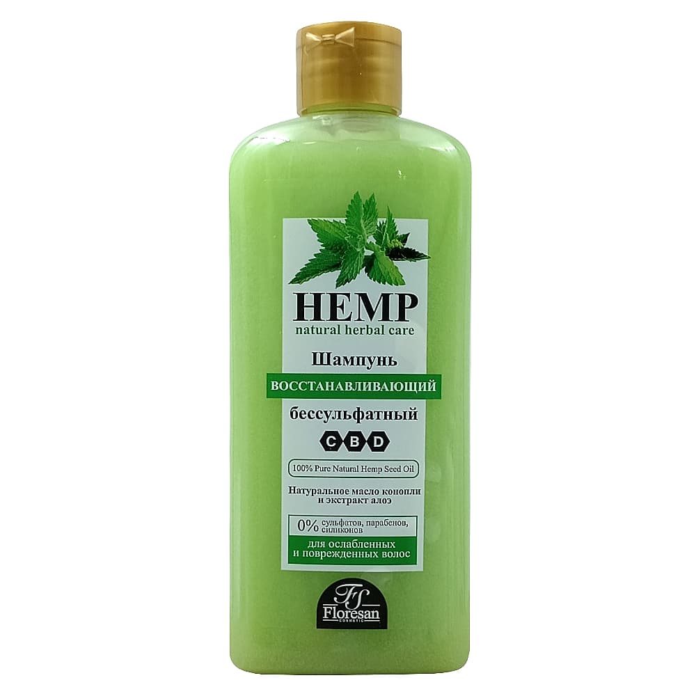 FLORESAN HEMP шампунь восстанавливающий бессульфатный, 400мл