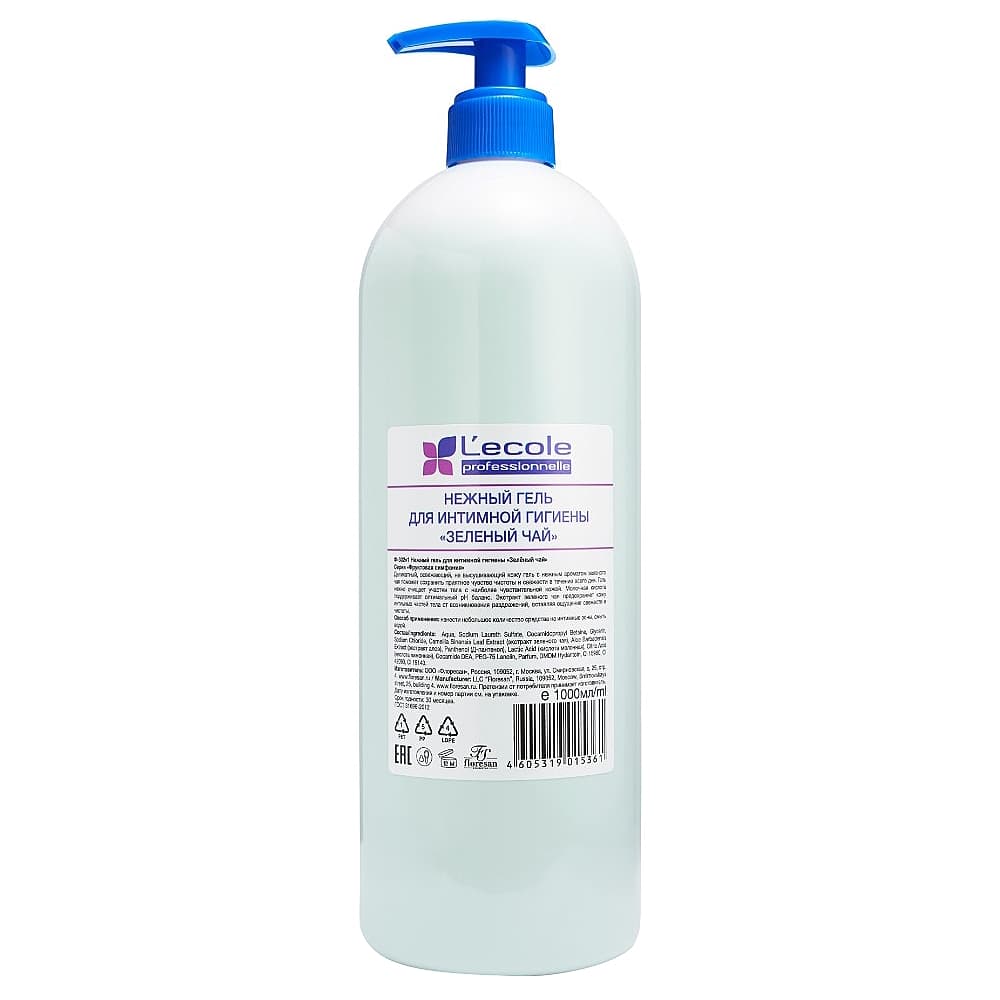 FLORESAN нежный гель для интимной гигиены с зеленым чаем, 1000 мл.