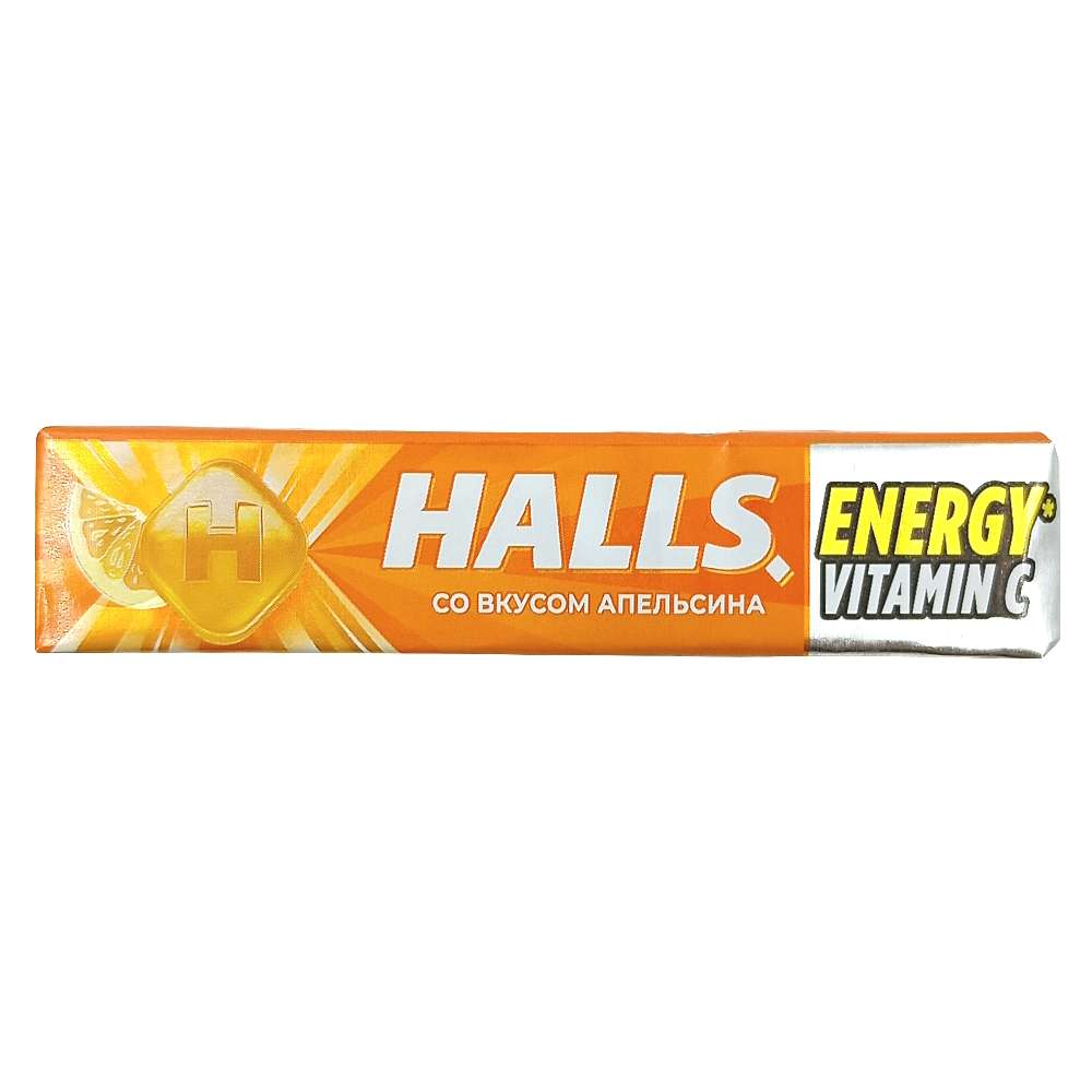 Halls леденцы со вкусом апельсина и витамина С, 25гр
