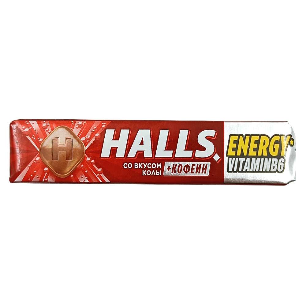 Halls леденцы со вкусом колы и кофеин, 25гр