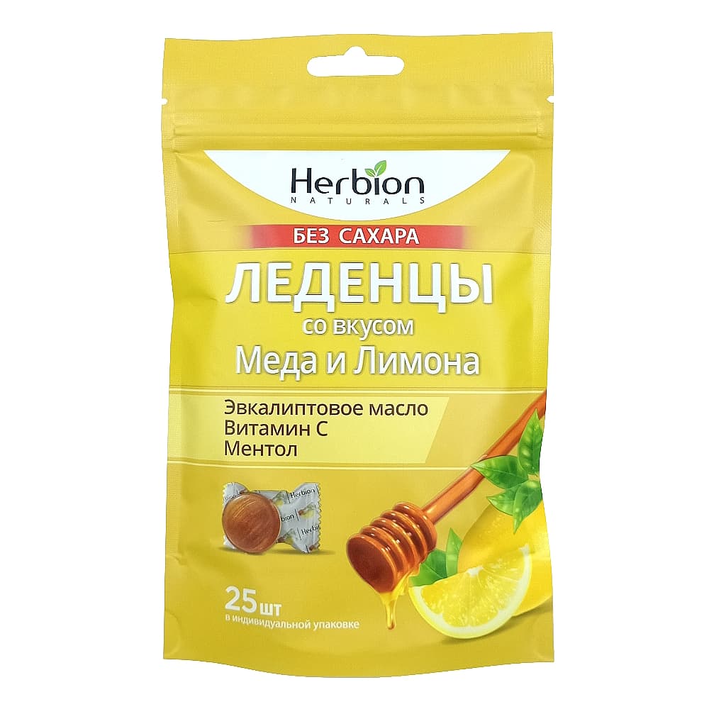 Herbion Леденцы без сахара, Медово-лимонные, 25 шт