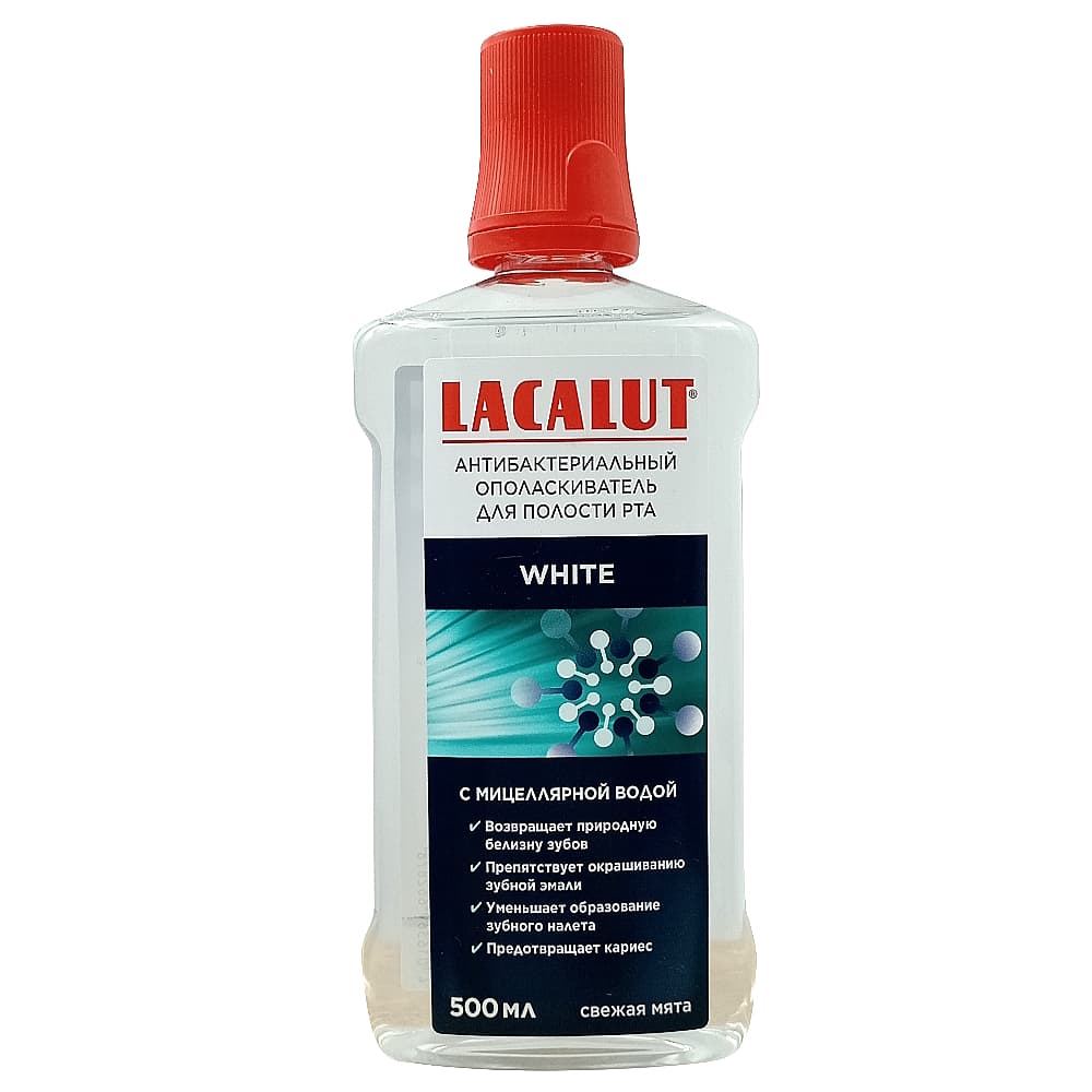 Lacalut White антибактериальный ополоскиватель для полости рта, свежая мята, 500мл