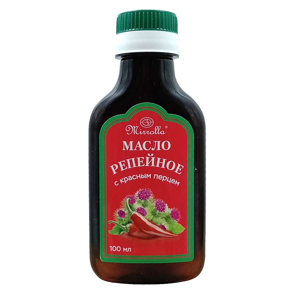 MIRROLLA репейное масло с красным перцом, 100 мл.