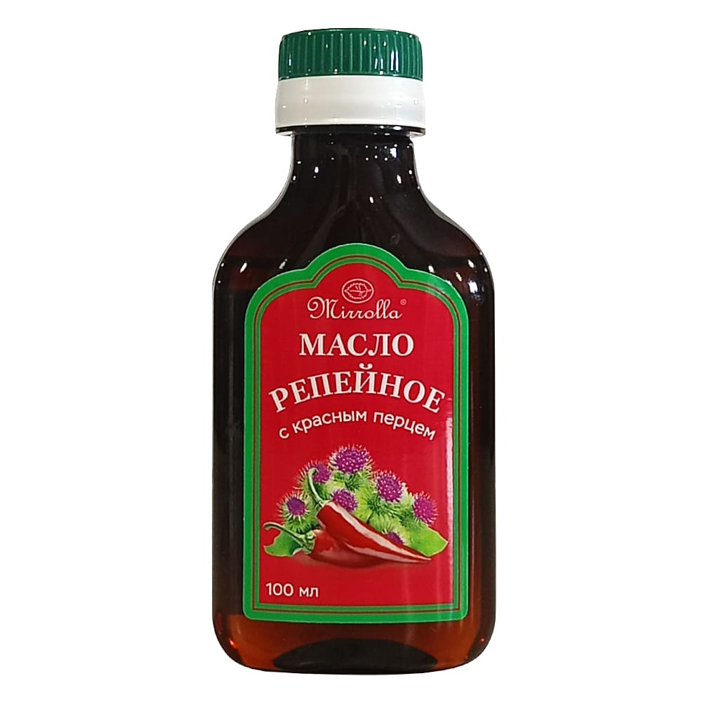 MIRROLLA репейное масло с красным перцом, 100 мл.