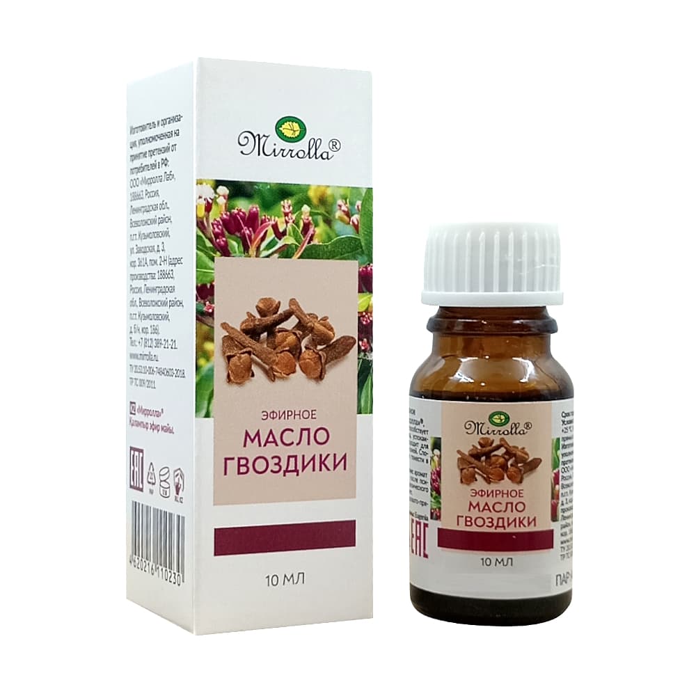 MIRROLLA эфирное масло гвоздики, 10 мл.