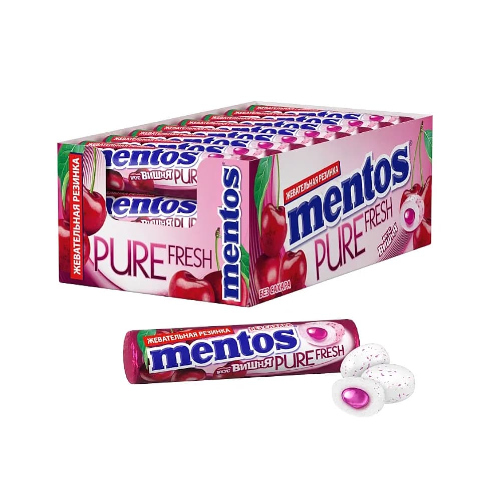 Mentos Pure Fresh жевательная резинка со вкусом вишни, 15,5гр