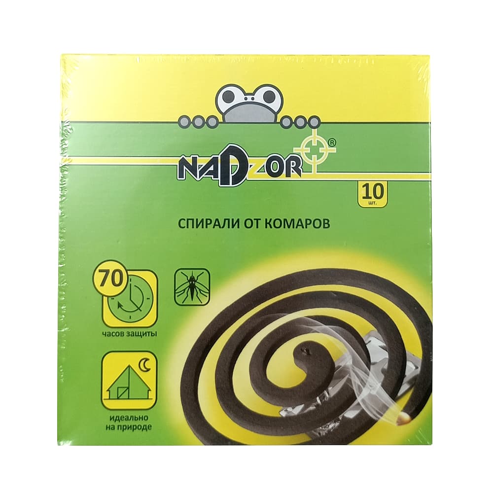 NADZOR спирали от комаров малодымные без запаха, 10шт 