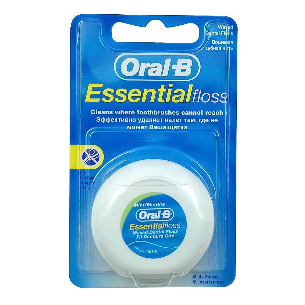 Oral-B Essential Floss вощенная зубная нить, мятная, 50м