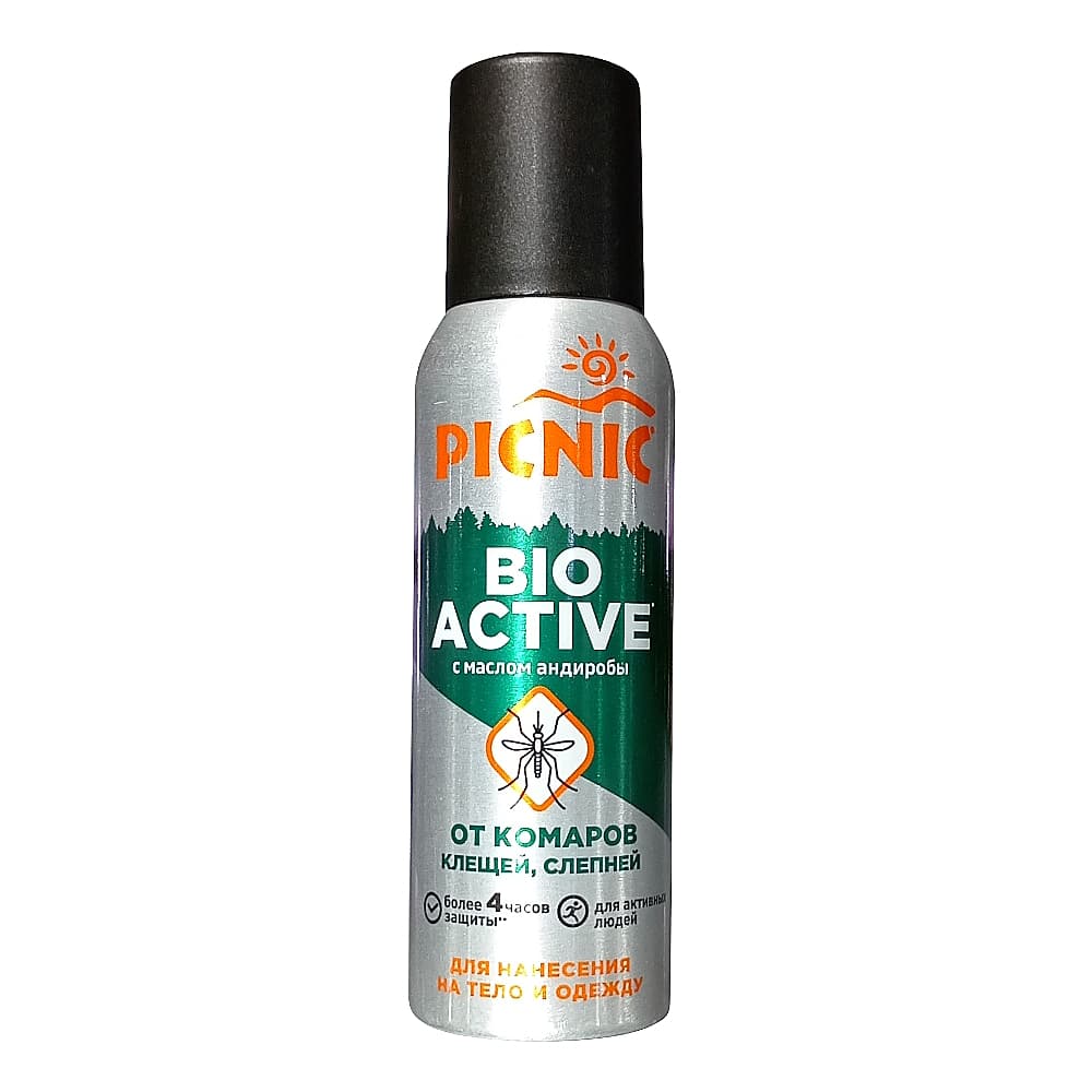 Picnic Bio Active аэрозоль от комаров, клещей, слепней,  125 мл