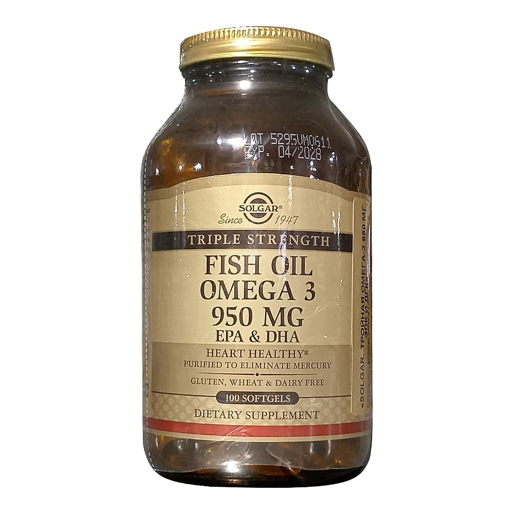 SOLGAR Тройная Omega-3 ЭПК и ДГК капсулы 950 мг, №100