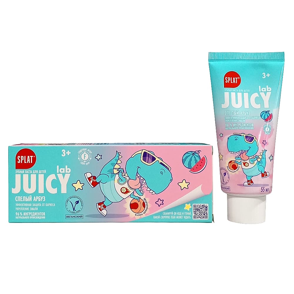 SPLAT JUICY LAB, Спелый арбуз, детская зубная паста с фтором, 55мл