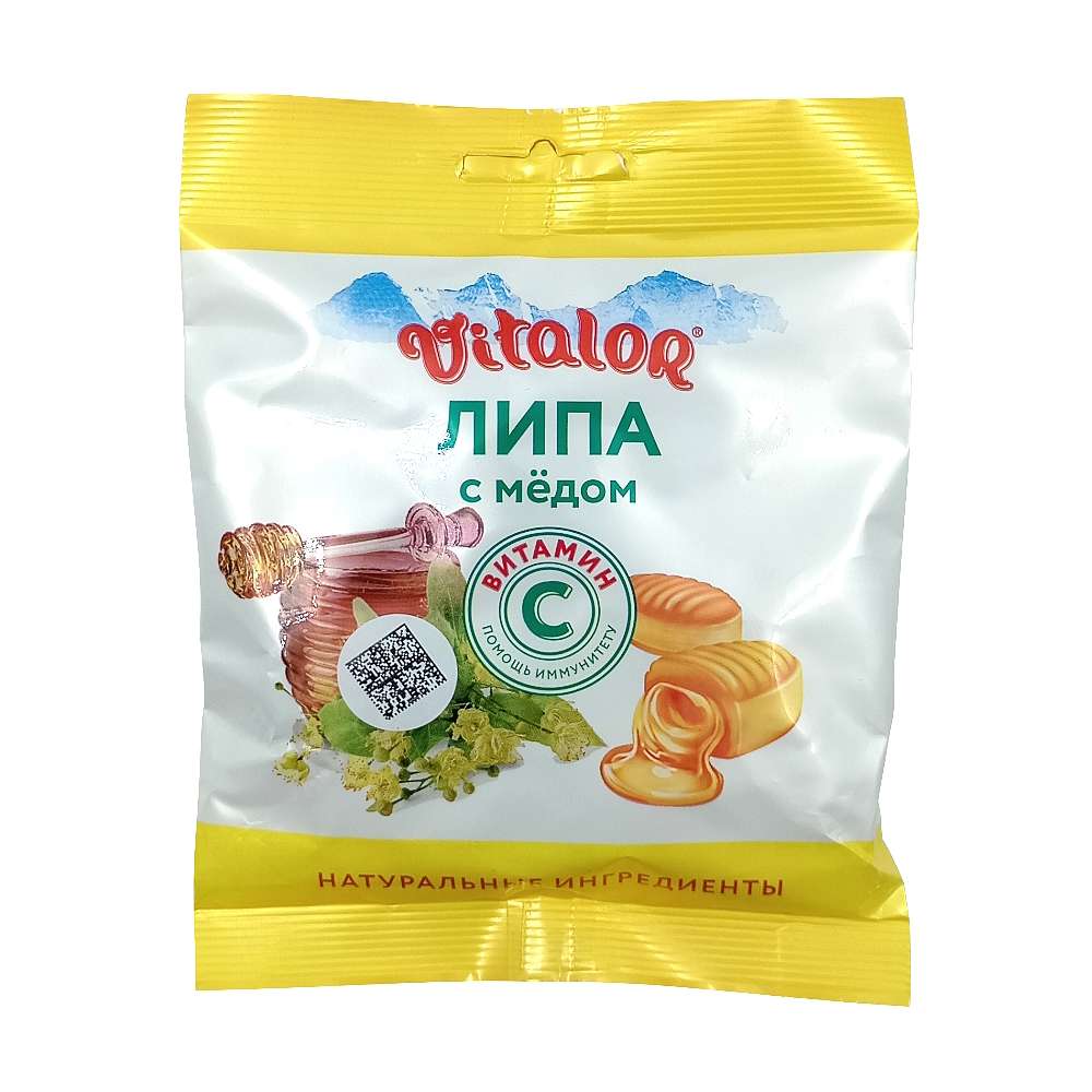 VITALOR Липа с медом леденцы с витамином С, 60 гр