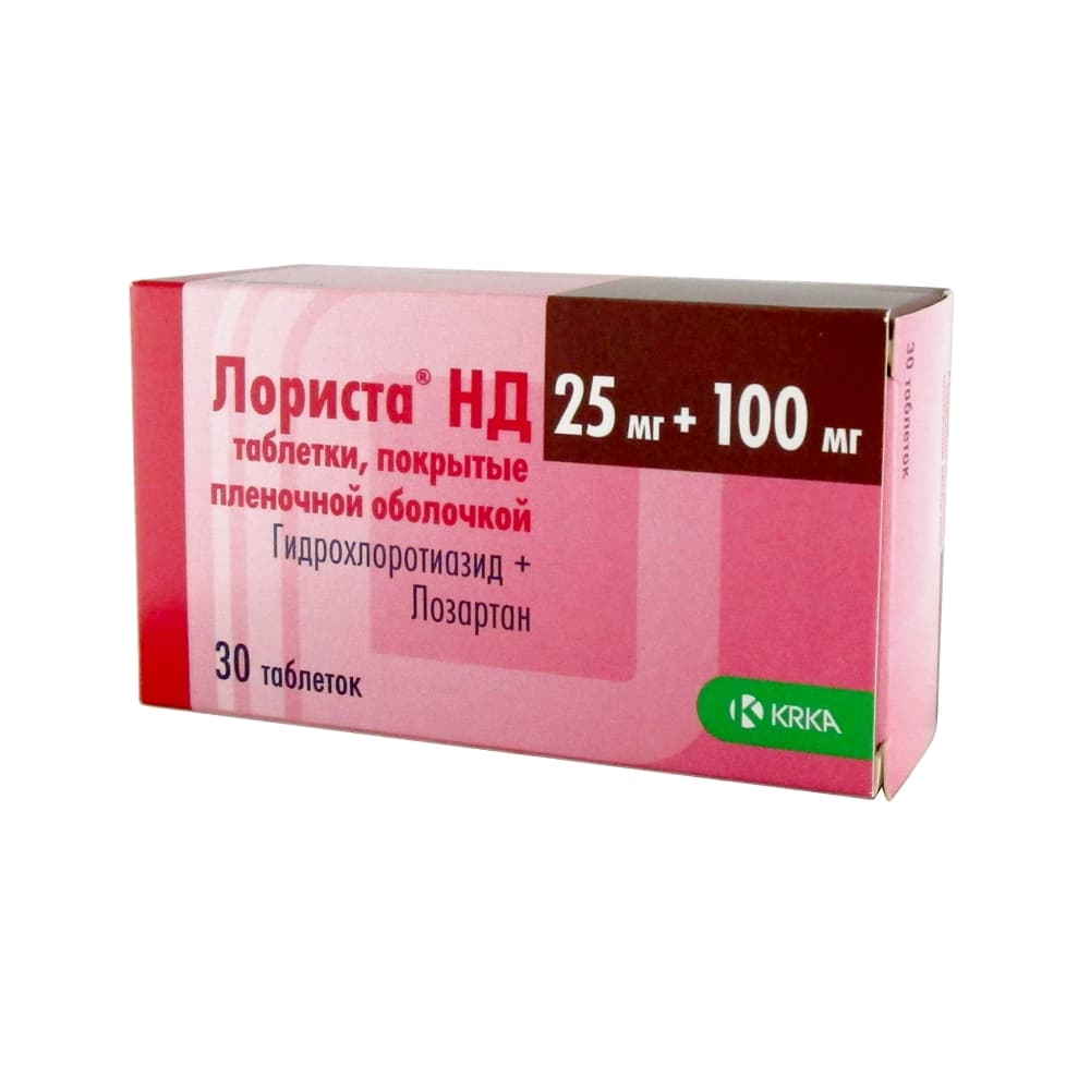Лориста НД таблетки п.о. 25 мг + 100 мг, 30 шт.