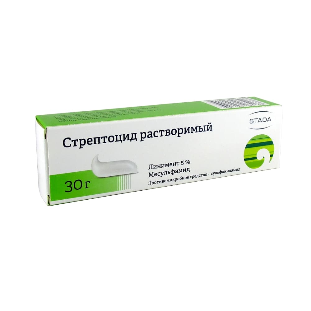 Стрептоцид растворимый линимент 5%, 30 гр