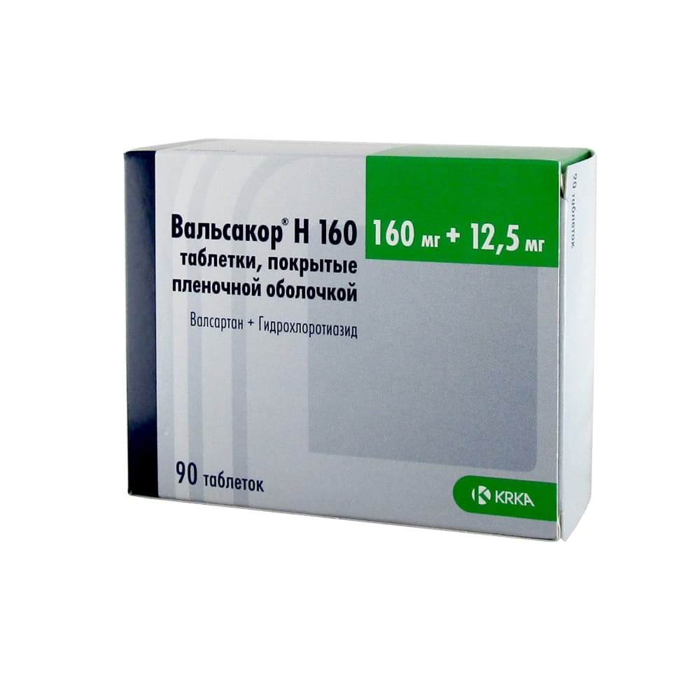Вальсакор Н160 таблетки п.о. 160 мг + 12,5 мг, 90 шт.