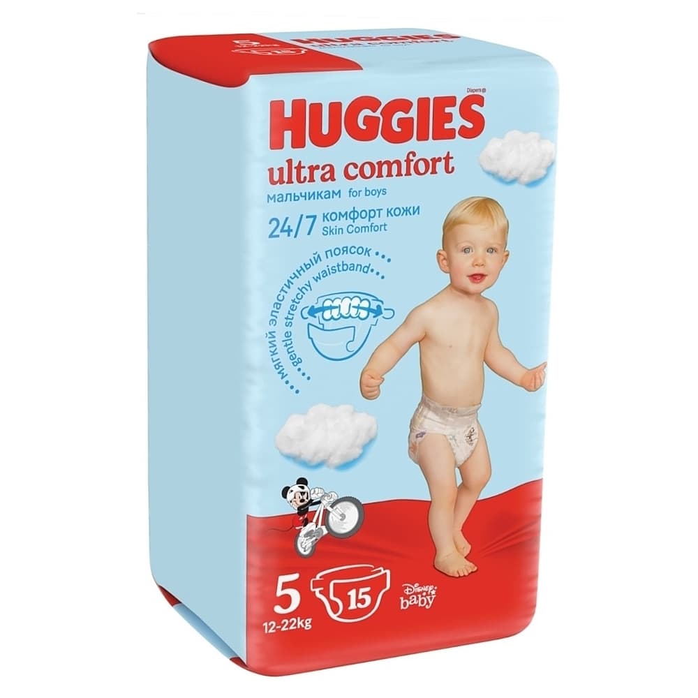 Huggies Ultra Comfort подгузники для мальчиков 5/12-22 кг, 15 штук