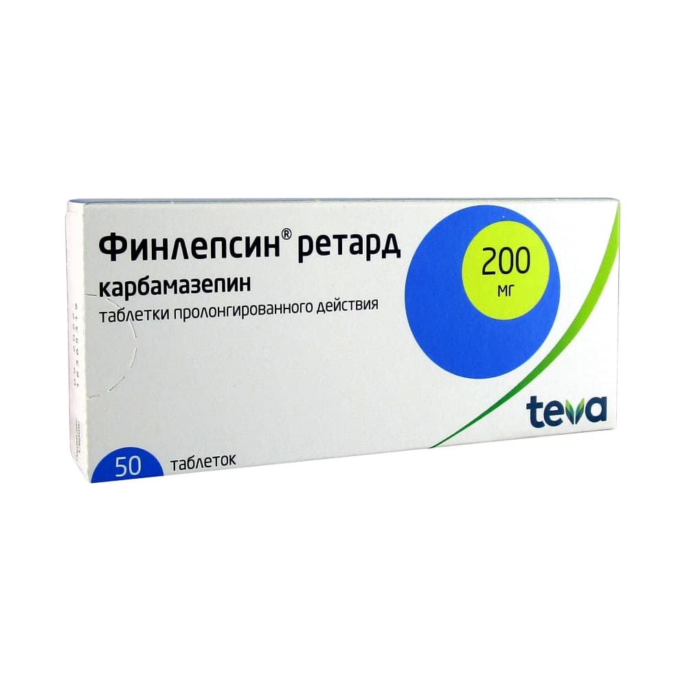 Финлепсин ретард таблетки 200 мг, 50 шт.