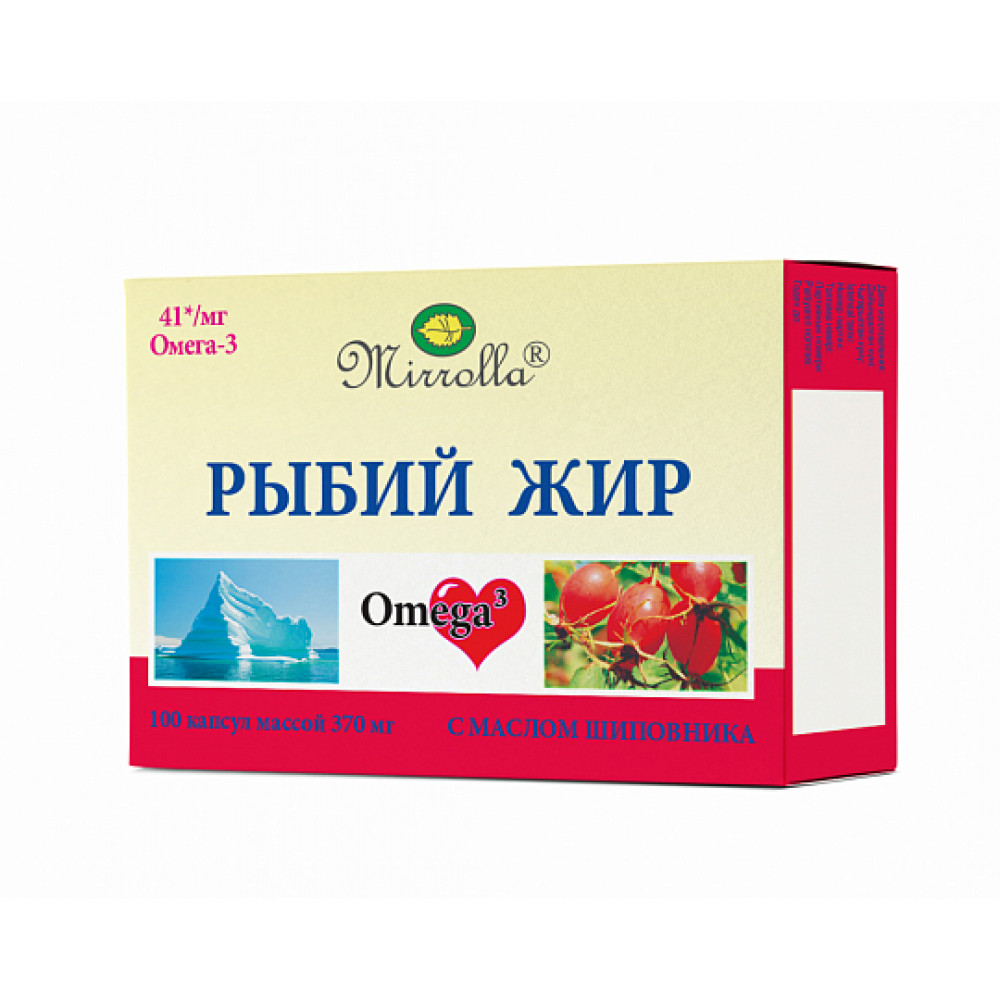 Mirrolla Рыбий жир с маслом шиповника капсулы 0,37 г, 100 шт.