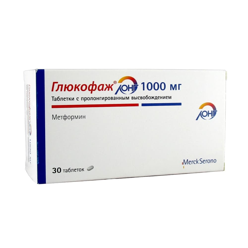Глюкофаж Лонг таблетки 1000 мг, 30 шт.