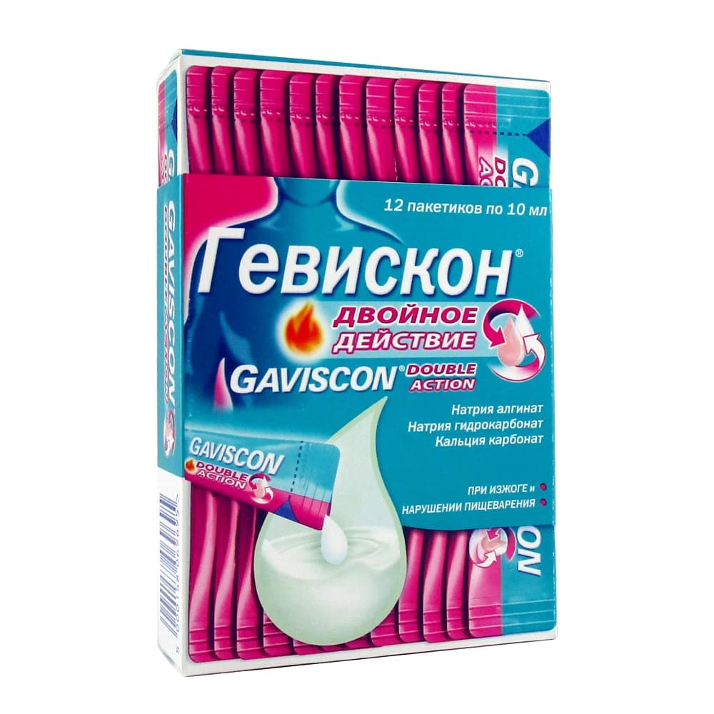 Гевискон Двойное Действие суспензия пак.10 мл, 12 шт. мятная