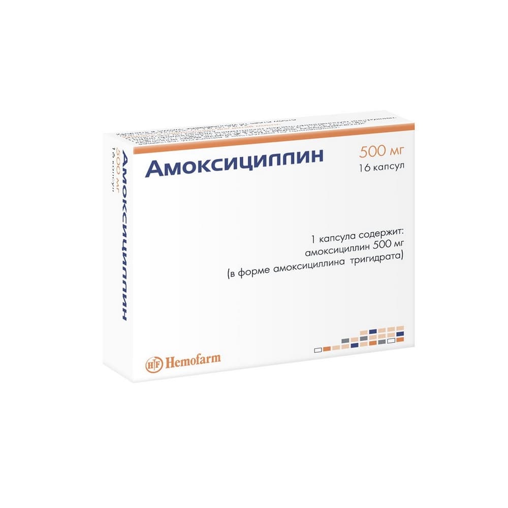 Амоксициллин капсулы 500 мг, 16 шт