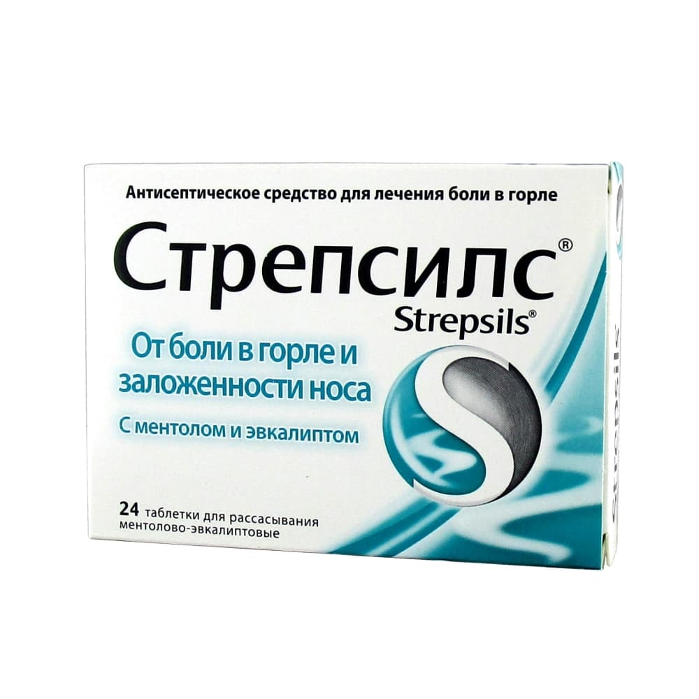 Стрепсилс таблетки для рассасывания, 24 шт. Эвкалипт-ментол