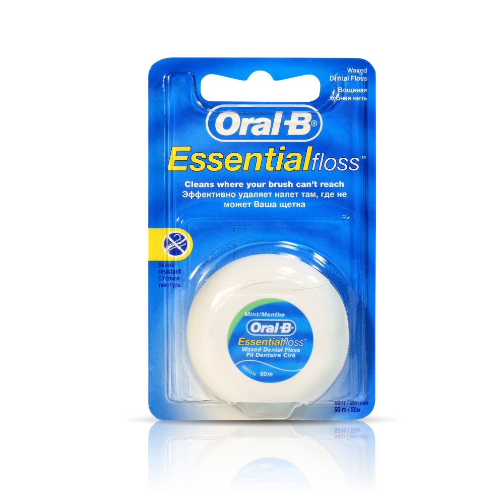 Oral-B Зубная нить Essential Floss вощеная, Мята, 50 м.