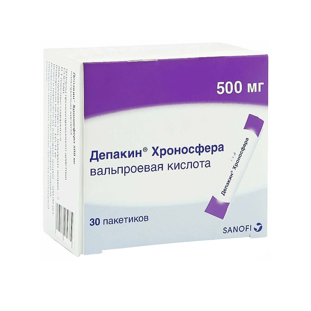 Депакин Хроносфера 500 мг, 30 шт, гранулы в пакетах