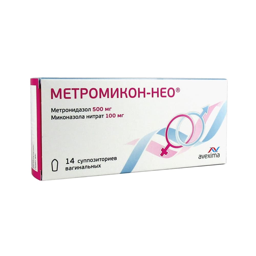 Метромикон-Нео суппозитории ваг. 0,5 мг+0,1 мг, 14 шт