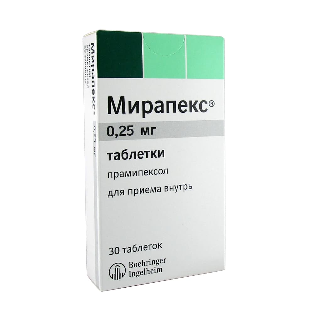 Мирапекс таблетки 0,25 мг, 30 шт.