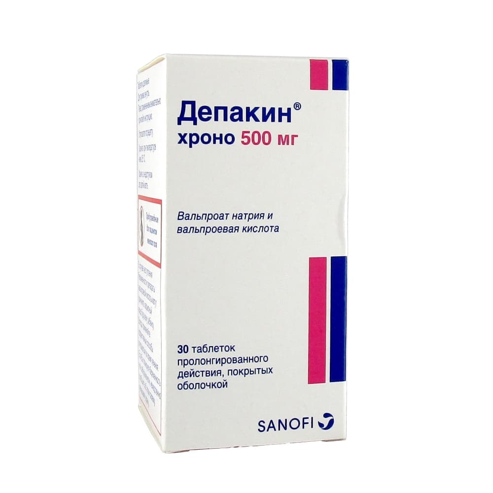 Депакин хроно таблетки, покрытые оболочкой, 500мг, 30шт.