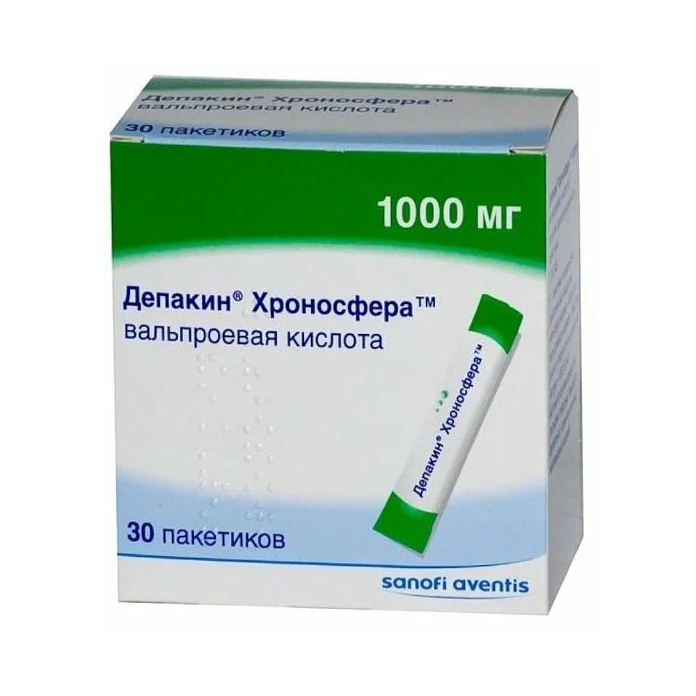 Депакин Хроносфера 1000 мг, 30 шт, гранцлы в пакетах