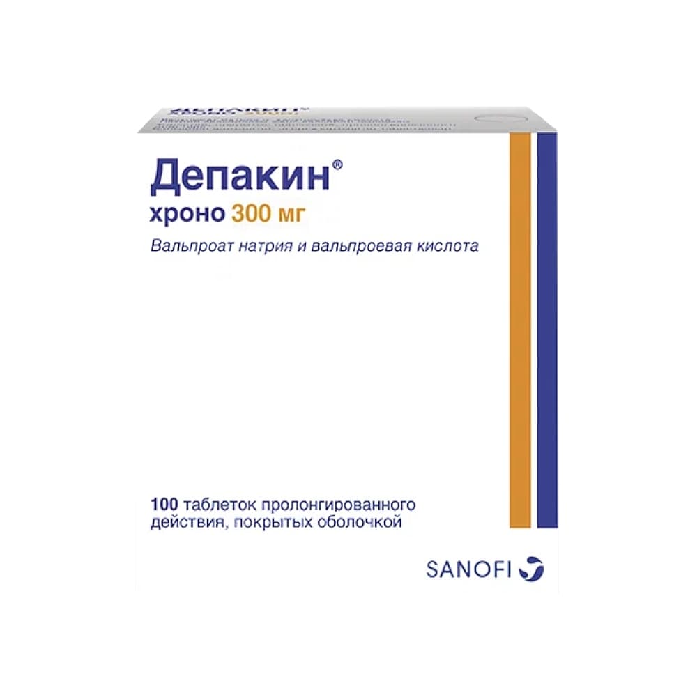 Депакин хроно таблетки, покрытые оболочкой, 300мг, 100шт.