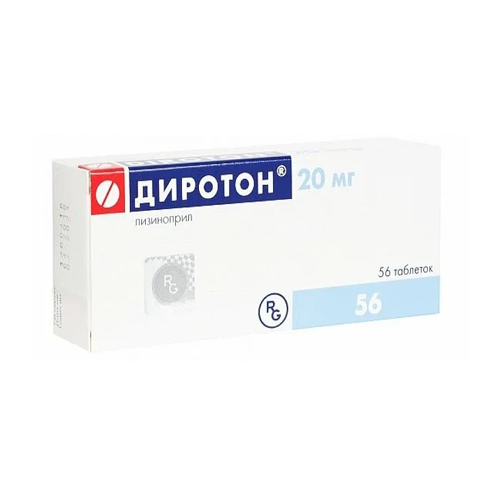 Диротон таблетки 20 мг, 56 шт