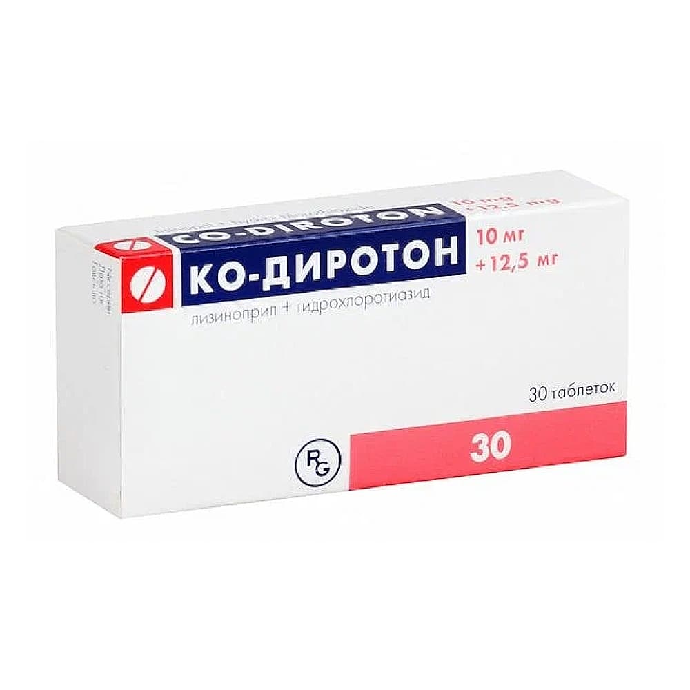 Ко-Диротон таблетки 10 мг+12,5 мг, 30 шт