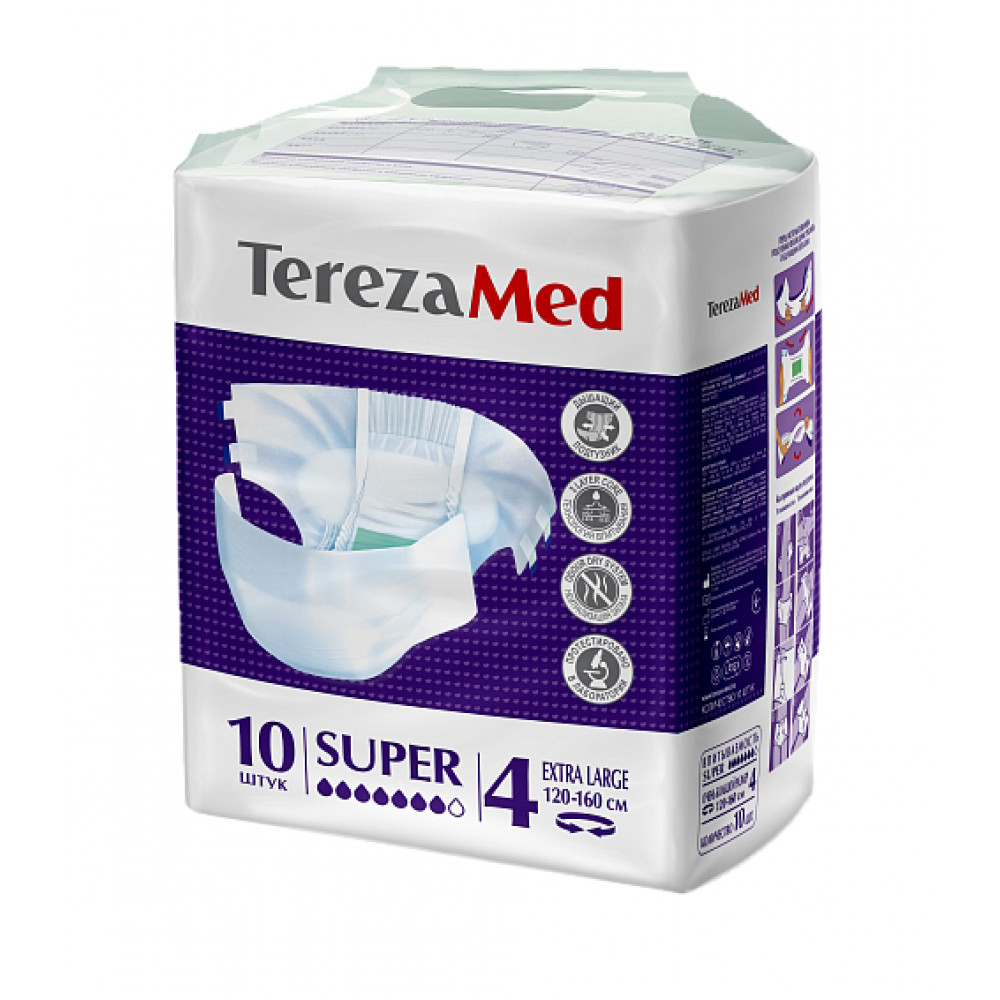 Tereza Med Подгузники для взрослых Super 4 Extra Large, 10 шт