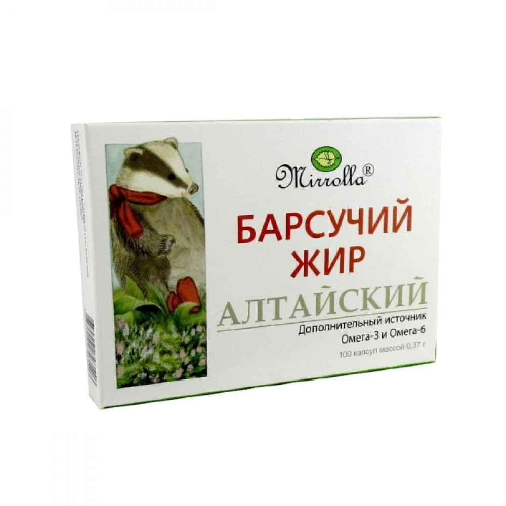 Mirrolla Жир алтайского барсука, капсулы 0,37г, 100 шт.