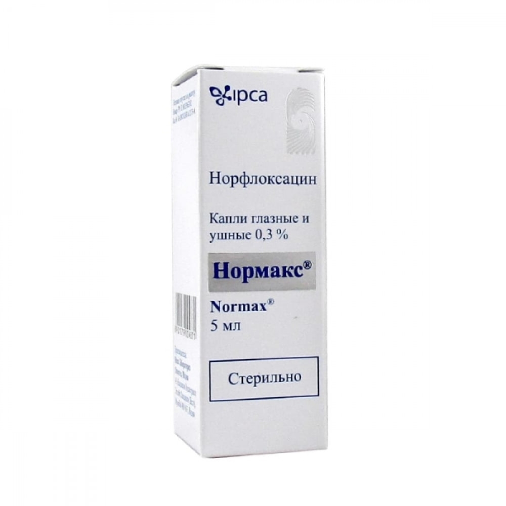 Нормакс капли глазные/ушные 0,3%, 5 мл.