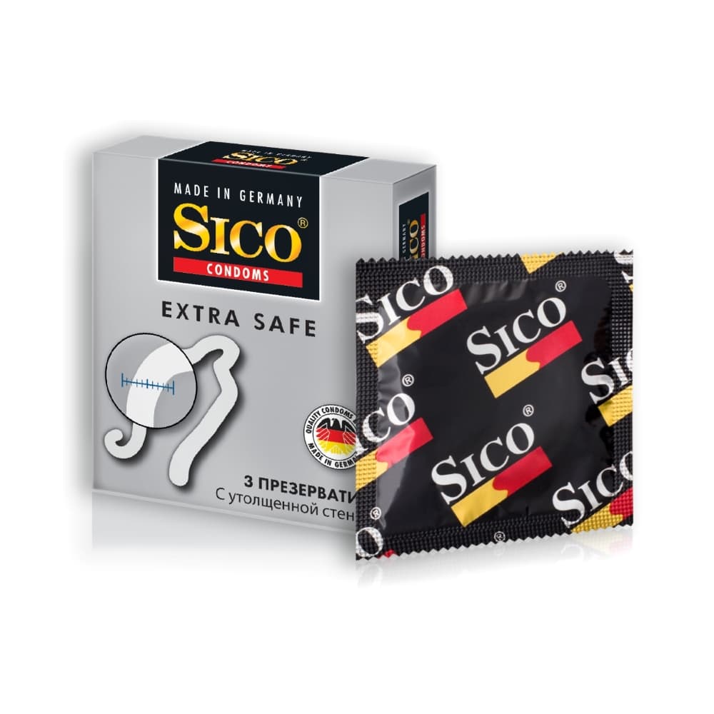 SICO EXTRA SAFE Презервативы с утолщенной стенкой, 3 шт