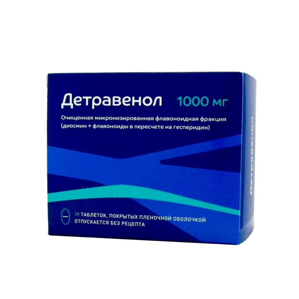 Детравенол таблетки 1000 мг, 30 шт.