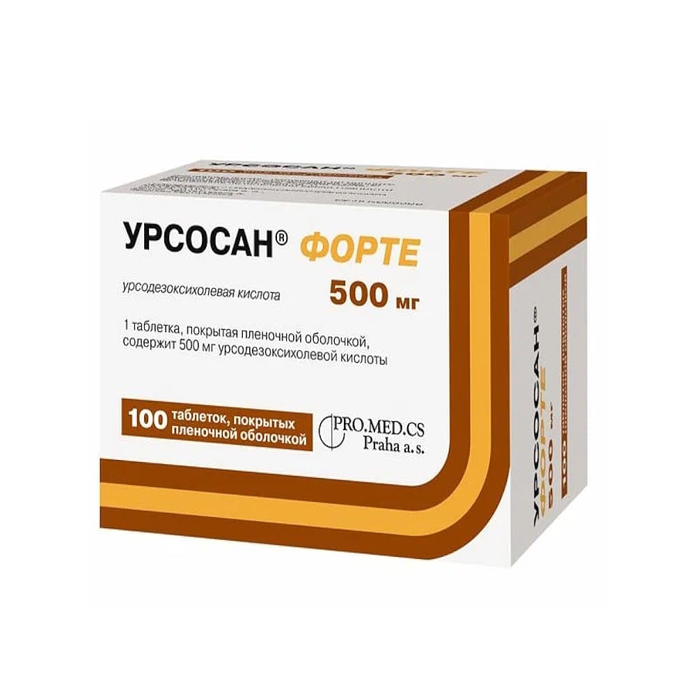 Урсосан Форте таблетки п.о. 500 мг, 100 шт