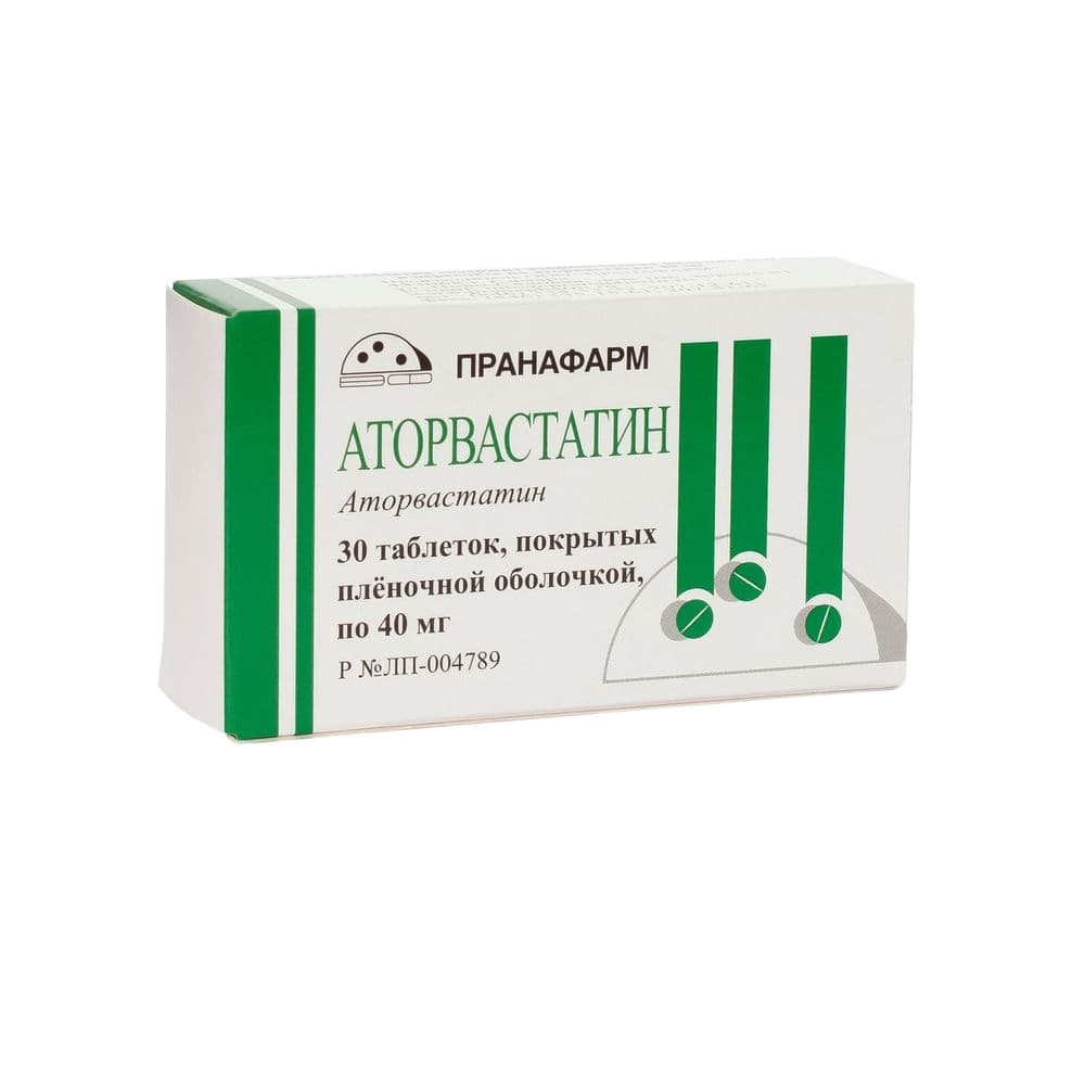 Аторвастатин-прана таблетки 40 мг, 30 шт.