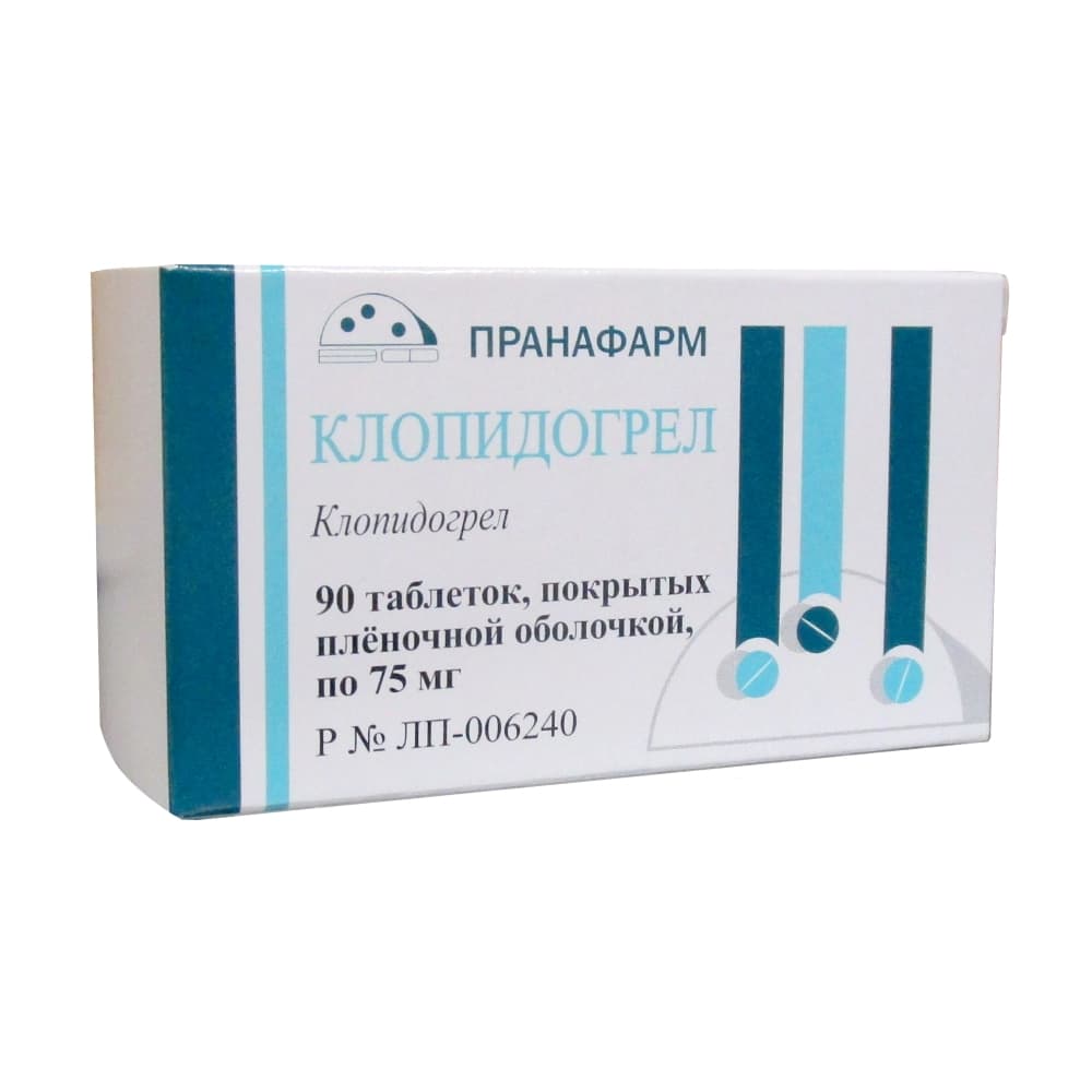 Клопидогрел-прана таблетки п.о. 75 мг, 90 шт