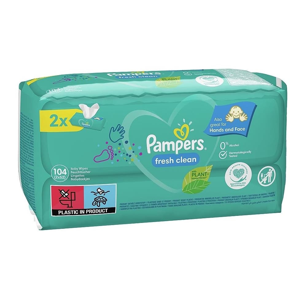 Pampers салфетки fresh clean детские 2 х 52 шт.