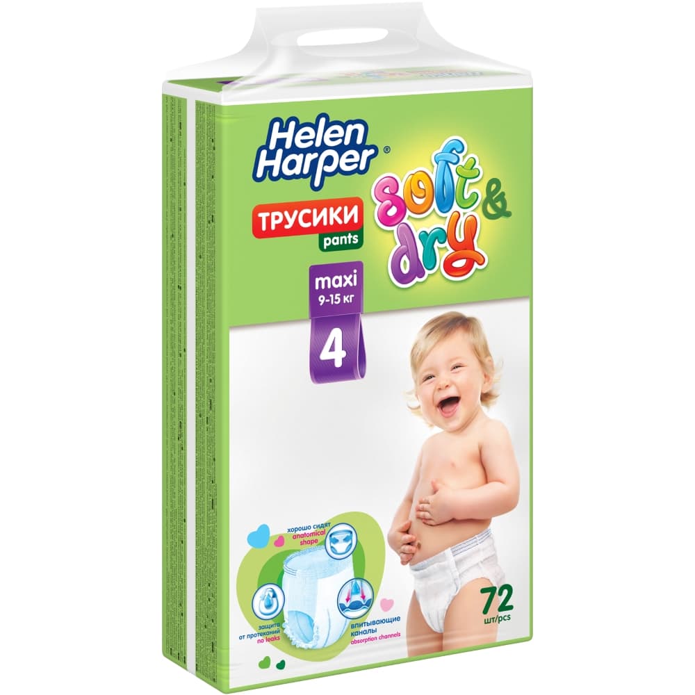 Helen Harper Soft & Dry Подгузники детские 4 Maxi 9-15 кг, 72 шт.
